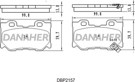 Danaher DBP2157 - Kit pastiglie freno, Freno a disco autozon.pro