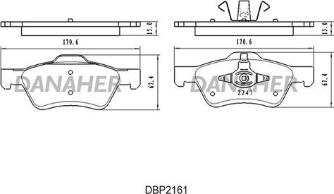 Danaher DBP2161 - Kit pastiglie freno, Freno a disco autozon.pro