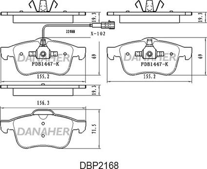 Danaher DBP2168 - Kit pastiglie freno, Freno a disco autozon.pro