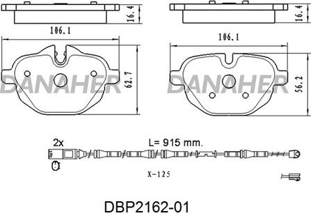 Danaher DBP2162-01 - Kit pastiglie freno, Freno a disco autozon.pro