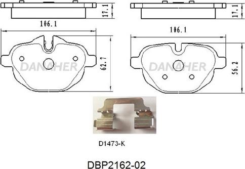 Danaher DBP2162-02 - Kit pastiglie freno, Freno a disco autozon.pro