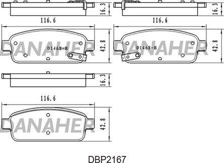 Danaher DBP2167 - Kit pastiglie freno, Freno a disco autozon.pro