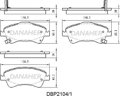 Danaher DBP2104/1 - Kit pastiglie freno, Freno a disco autozon.pro