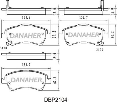 Danaher DBP2104 - Kit pastiglie freno, Freno a disco autozon.pro