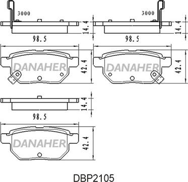 Danaher DBP2105 - Kit pastiglie freno, Freno a disco autozon.pro