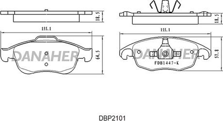 Danaher DBP2101 - Kit pastiglie freno, Freno a disco autozon.pro