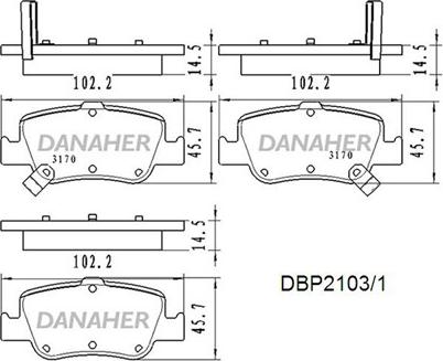 Danaher DBP2103/1 - Kit pastiglie freno, Freno a disco autozon.pro