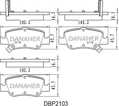 Danaher DBP2103 - Kit pastiglie freno, Freno a disco autozon.pro