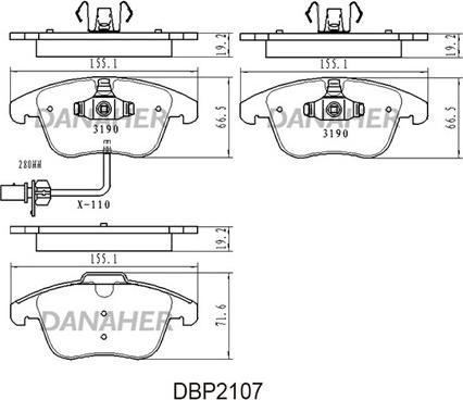 Danaher DBP2107 - Kit pastiglie freno, Freno a disco autozon.pro