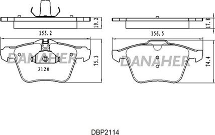 Danaher DBP2114 - Kit pastiglie freno, Freno a disco autozon.pro