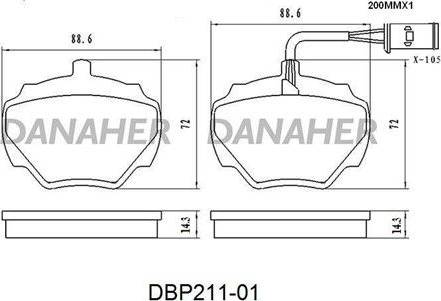 Danaher DBP211-01 - Kit pastiglie freno, Freno a disco autozon.pro