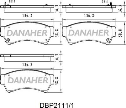 Danaher DBP2111/1 - Kit pastiglie freno, Freno a disco autozon.pro