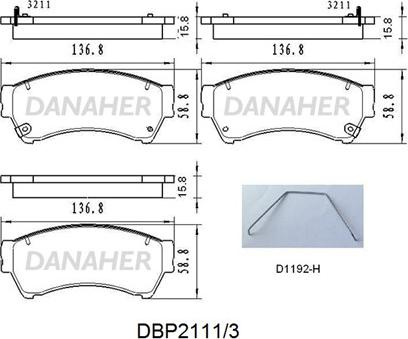 Danaher DBP2111/3 - Kit pastiglie freno, Freno a disco autozon.pro