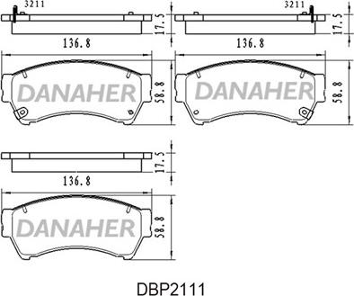 Danaher DBP211/1 - Kit pastiglie freno, Freno a disco autozon.pro