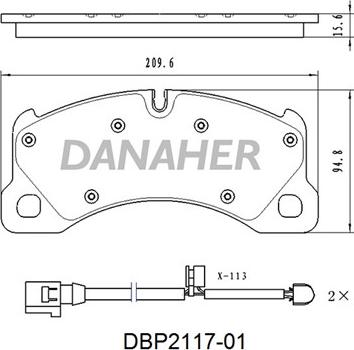 Danaher DBP2117-01 - Kit pastiglie freno, Freno a disco autozon.pro