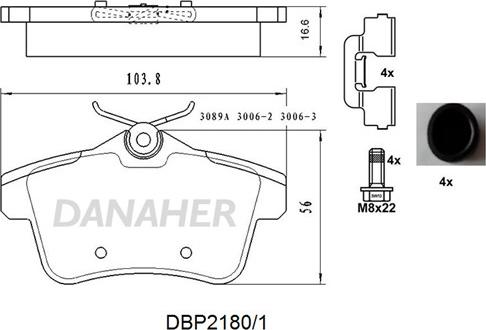 Danaher DBP2180/1 - Kit pastiglie freno, Freno a disco autozon.pro