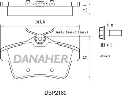 Danaher DBP2180 - Kit pastiglie freno, Freno a disco autozon.pro