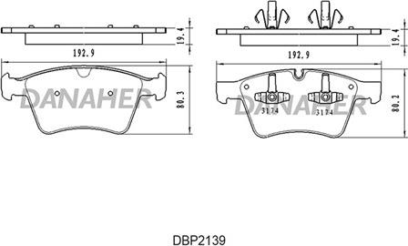 Danaher DBP2139 - Kit pastiglie freno, Freno a disco autozon.pro