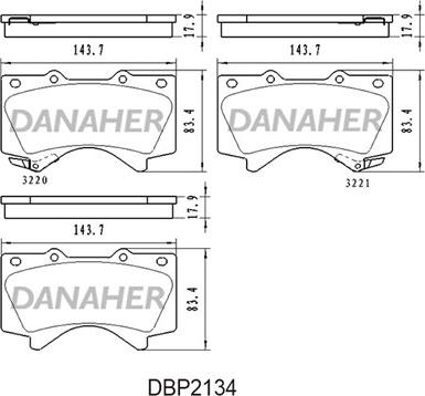 Danaher DBP2134 - Kit pastiglie freno, Freno a disco autozon.pro