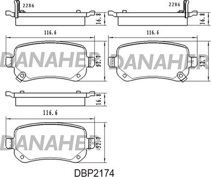 Danaher DBP2174 - Kit pastiglie freno, Freno a disco autozon.pro