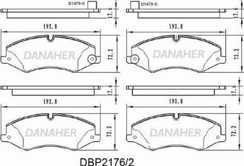 Danaher DBP2176/2 - Kit pastiglie freno, Freno a disco autozon.pro