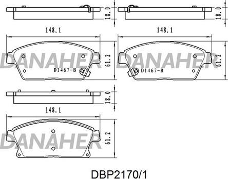 Danaher DBP2170/1 - Kit pastiglie freno, Freno a disco autozon.pro