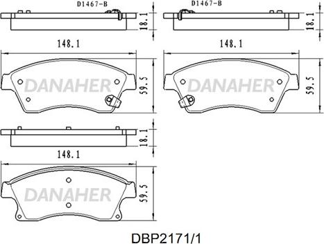 Danaher DBP2171/1 - Kit pastiglie freno, Freno a disco autozon.pro