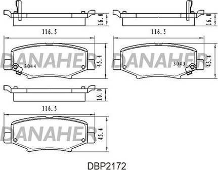 Danaher DBP2172 - Kit pastiglie freno, Freno a disco autozon.pro