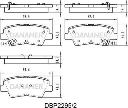 Danaher DBP2295/2 - Kit pastiglie freno, Freno a disco autozon.pro