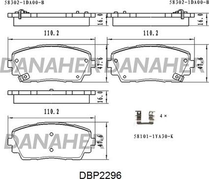 Danaher DBP2296 - Kit pastiglie freno, Freno a disco autozon.pro