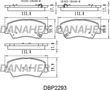 Danaher DBP2293 - Kit pastiglie freno, Freno a disco autozon.pro