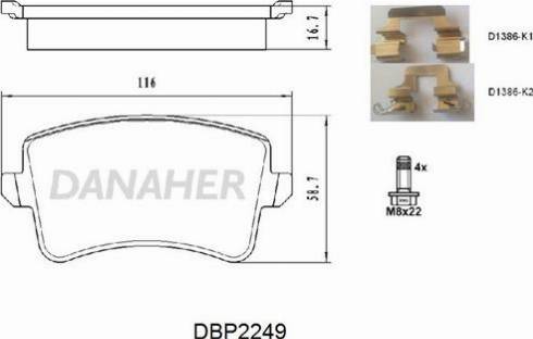 Danaher DBP2249 - Kit pastiglie freno, Freno a disco autozon.pro