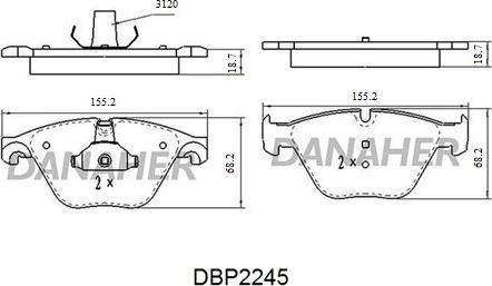 Danaher DBP2245 - Kit pastiglie freno, Freno a disco autozon.pro