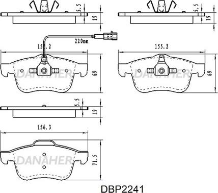 Danaher DBP2241 - Kit pastiglie freno, Freno a disco autozon.pro