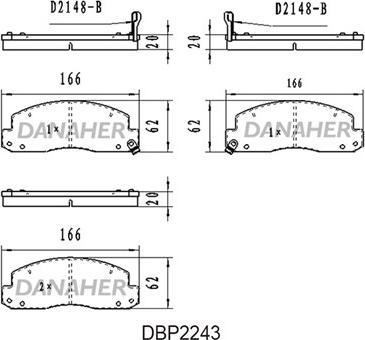 Danaher DBP2243 - Kit pastiglie freno, Freno a disco autozon.pro