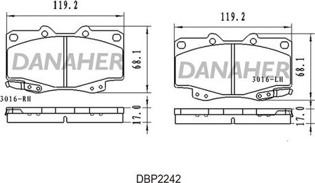 Danaher DBP2242 - Kit pastiglie freno, Freno a disco autozon.pro