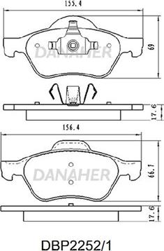 Danaher DBP2252/1 - Kit pastiglie freno, Freno a disco autozon.pro