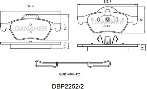 Danaher DBP2252/2 - Kit pastiglie freno, Freno a disco autozon.pro