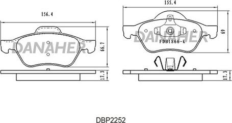 Danaher DBP2252 - Kit pastiglie freno, Freno a disco autozon.pro