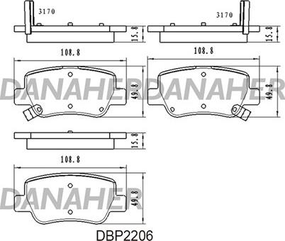 Danaher DBP2206 - Kit pastiglie freno, Freno a disco autozon.pro