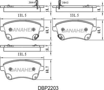 Danaher DBP2203 - Kit pastiglie freno, Freno a disco autozon.pro