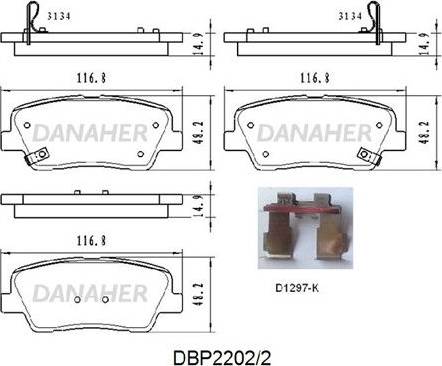 Danaher DBP2202/2 - Kit pastiglie freno, Freno a disco autozon.pro