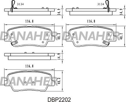 Danaher DBP2202 - Kit pastiglie freno, Freno a disco autozon.pro