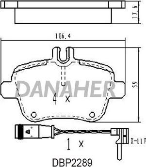 Danaher DBP2289 - Kit pastiglie freno, Freno a disco autozon.pro