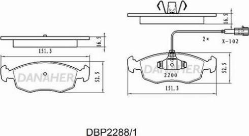 Danaher DBP2288/1 - Kit pastiglie freno, Freno a disco autozon.pro