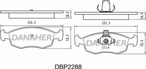 Danaher DBP2288 - Kit pastiglie freno, Freno a disco autozon.pro