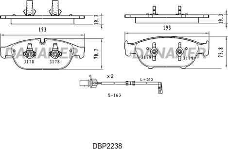 Danaher DBP2238 - Kit pastiglie freno, Freno a disco autozon.pro