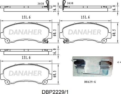 Danaher DBP2229/1 - Kit pastiglie freno, Freno a disco autozon.pro