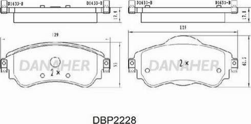 Danaher DBP2228 - Kit pastiglie freno, Freno a disco autozon.pro