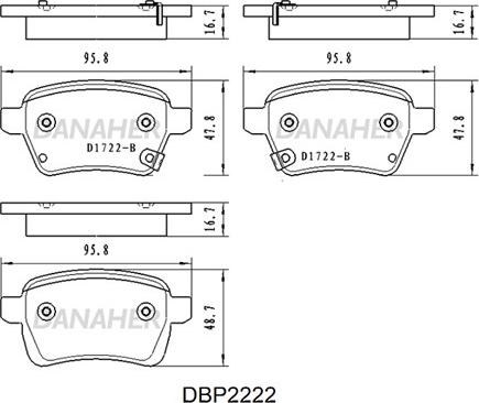 Danaher DBP2222 - Kit pastiglie freno, Freno a disco autozon.pro